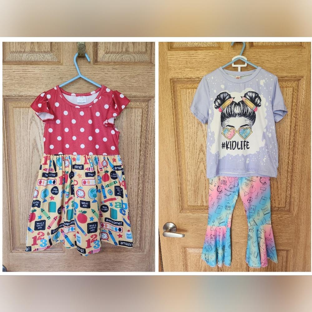 4T-5T Red Polka Dot Dress and KidLife Outfit Set School-Themed Outfits